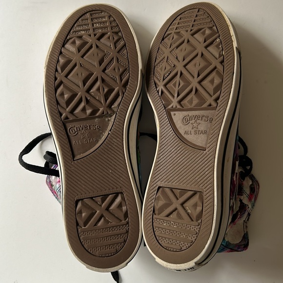 Converse High Top Sneakers in White with Purple, Pink, Blue Floral Print - Picture 11 of 16